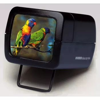 Slide projector KAISER 2010 — compact 3× magnification, 75×105×60 mm, 1.5 V battery