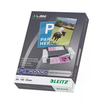 Pouch laminator pouches LEITZ iLAM UDT 222 × 309 mm glossy transparent, EVA/PET, pack of 100