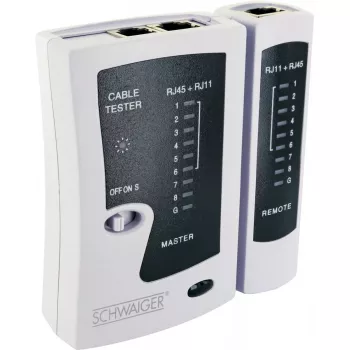 Network Cable Tester Schwaiger NWM1 531 RJ-11 RJ-45 Black White