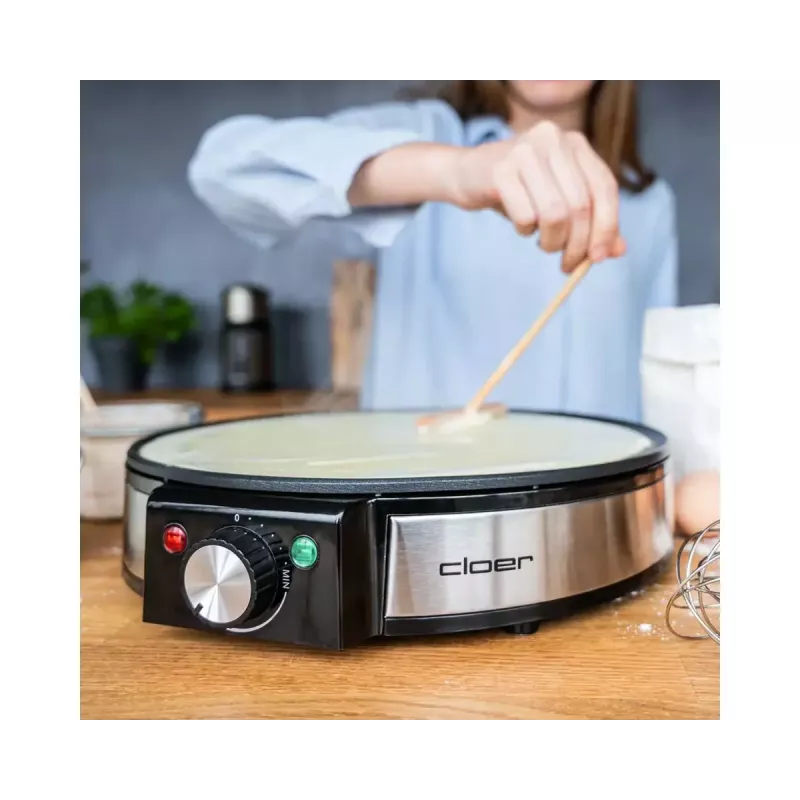 Cloer 6630 Crepe Maker 2 Crepes Black Stainless Steel 30 cm