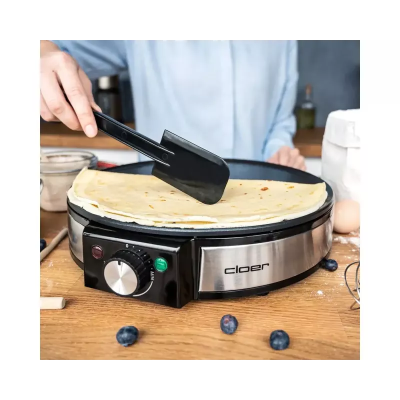 Cloer 6630 Crepe Maker 2 Crepes Black Stainless Steel 30 cm