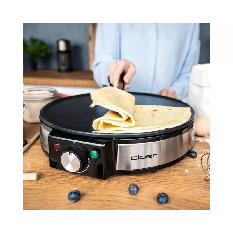 Cloer 6630 Crepe Maker 2 Crepes Black Stainless Steel 30 cm