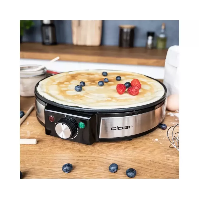 Cloer 6630 Crepe Maker 2 Crepes Black Stainless Steel 30 cm