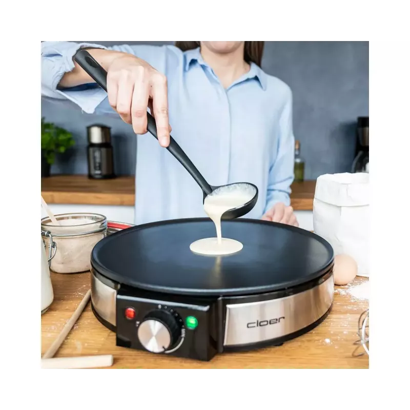 Cloer 6630 Crepe Maker 2 Crepes Black Stainless Steel 30 cm