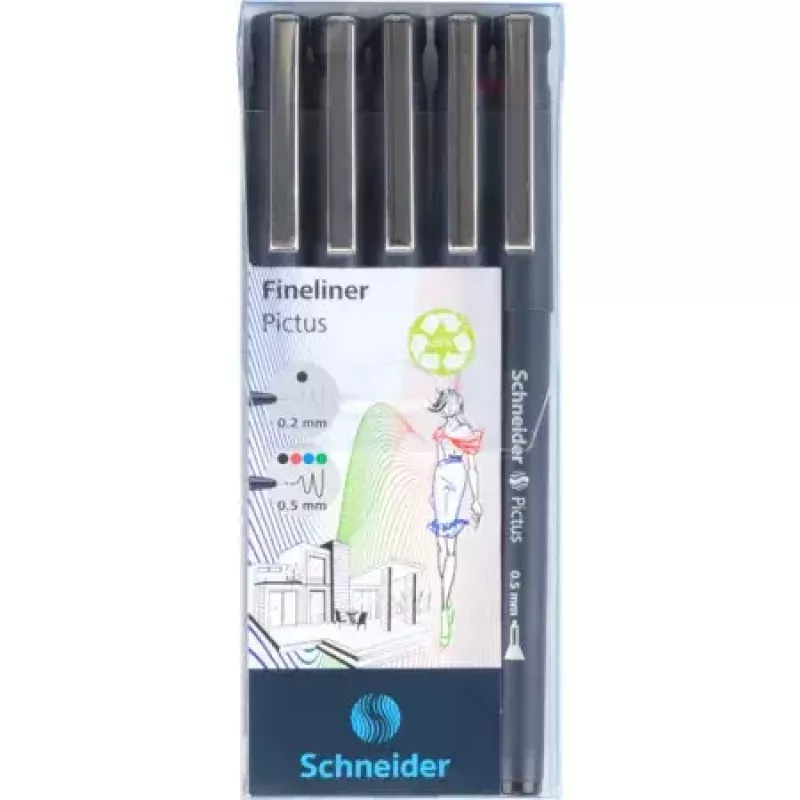 Fineliner Schneider Schreibgeräte Pictus Black Blue Green Red 5 pcs