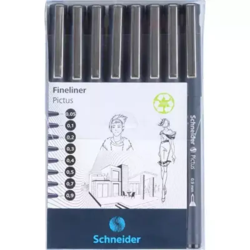 Fineliner Schneider Schreibgeräte Pictus Black 8 pcs