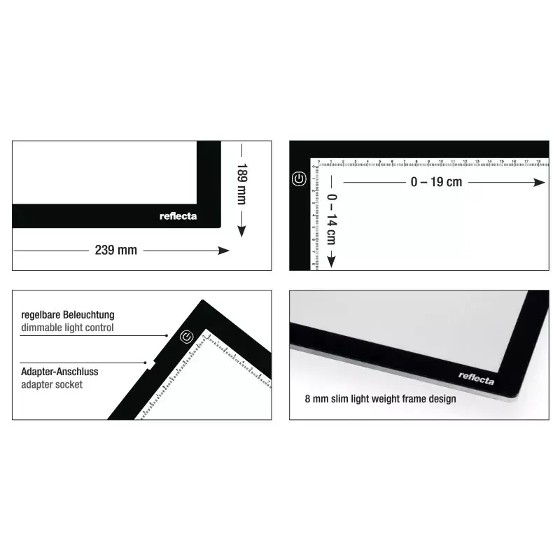 Single picture frame Reflecta LED Light Pad A5 Super Slim Black 19x14 cm