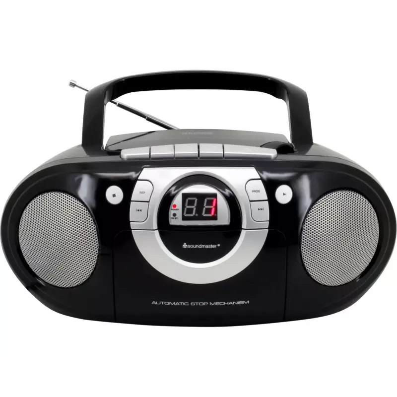 Portable stereo system Soundmaster SCD5100SW — Analog FM tuner 87.5–108 MHz, CD/MP3 player, 1 W RMS, LED display, black
