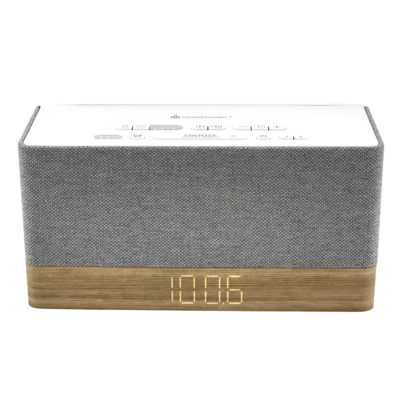 Clock radio Soundmaster UR630WE — FM/PLL/UKW, 6 W RMS, grey/white, AC and AAA battery powered
