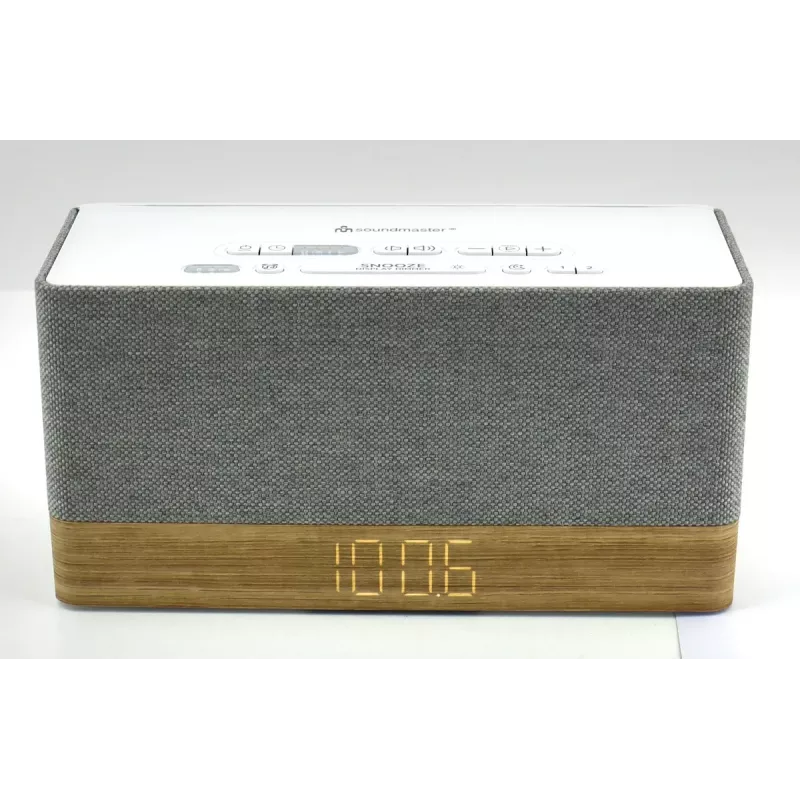 Clock radio Soundmaster UR630WE — FM/PLL/UKW, 6 W RMS, grey/white, AC and AAA battery powered