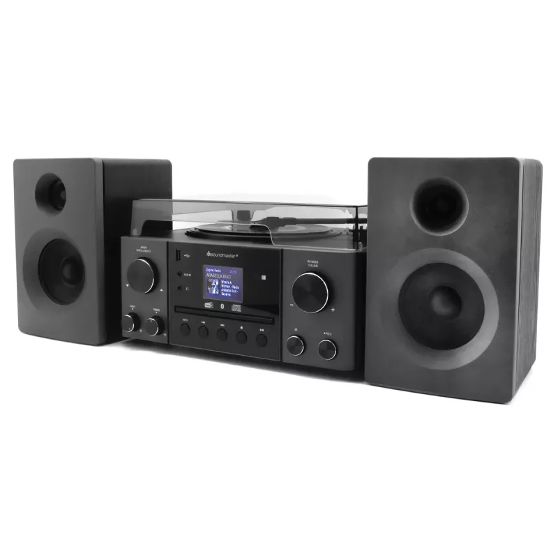 Home audio system Soundmaster MCD1950SW — 20 W RMS, DAB+/FM, CD/MP3 playback, 3.5 mm aux, AC power (Black)