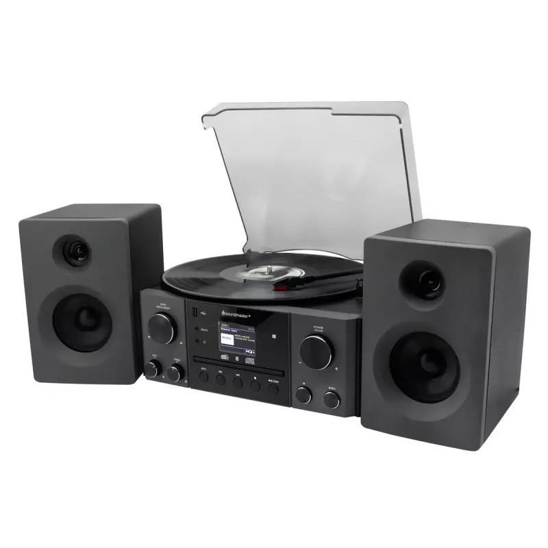 Home audio system Soundmaster MCD1950SW — 20 W RMS, DAB+/FM, CD/MP3 playback, 3.5 mm aux, AC power (Black)