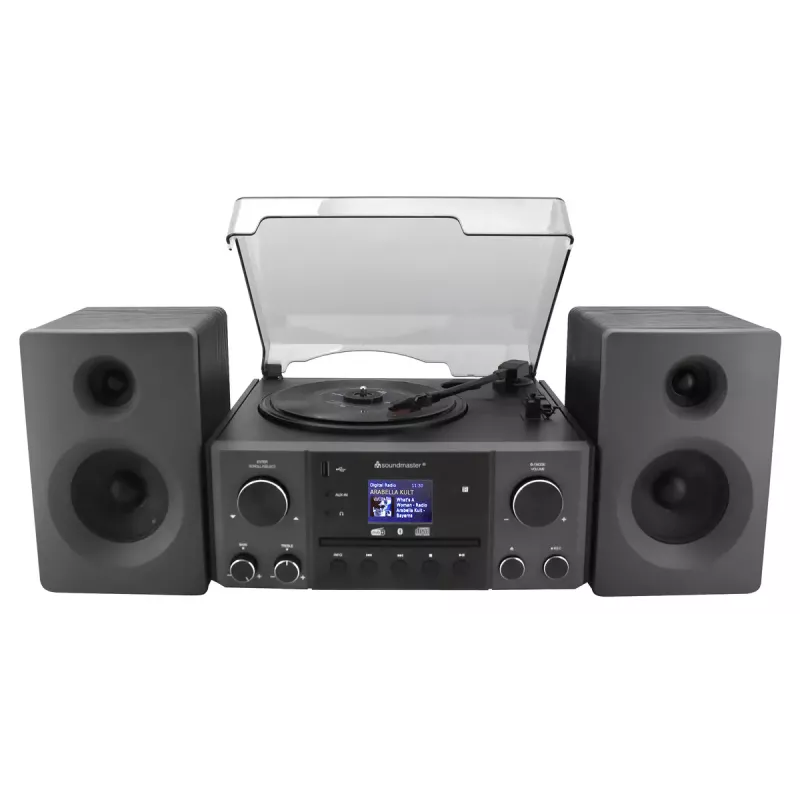 Home audio system Soundmaster MCD1950SW — 20 W RMS, DAB+/FM, CD/MP3 playback, 3.5 mm aux, AC power (Black)