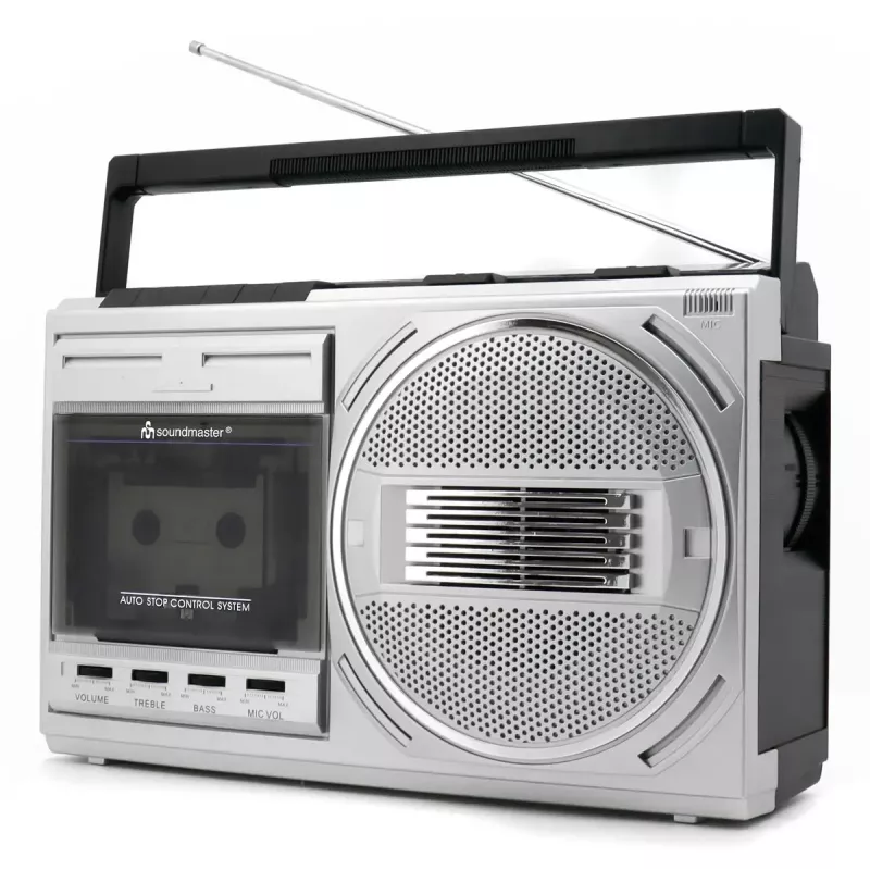 Portable cassette player Soundmaster RR20SI — FM/MW/SW radio, 3 W RMS, 3.5 mm headphone, Black/Silver