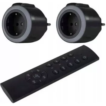 Wall-mounted radio switch set REV 0085520503, 2-channel plus 1, anthracite finish
