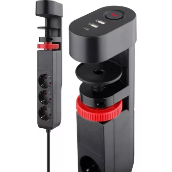 Power strip REV 3-socket table mount with USB ports REV 0015728512
