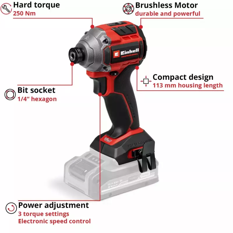 Cordless impact wrench EINHELL TP-CI 18/250-C Li BL, 18 V, brushless – body only (no battery/charger)
