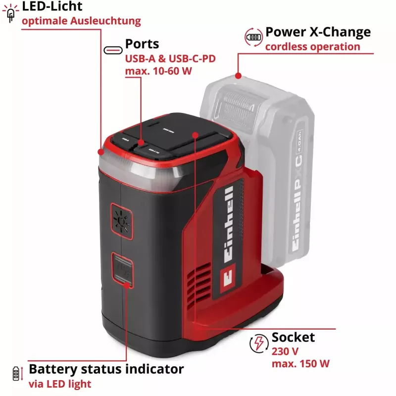 Battery energy station EINHELL TC-ES 18/150/1 Li‑Solo – portable power supply, battery-powered, model 1091320