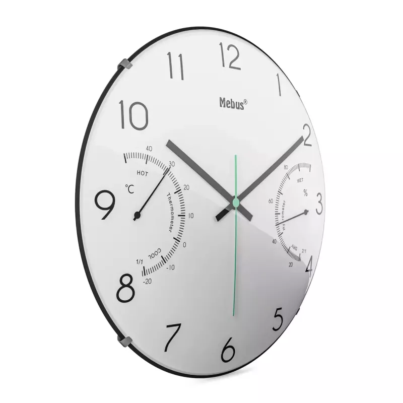 Quartz clock Mebus 16106 Round Black White