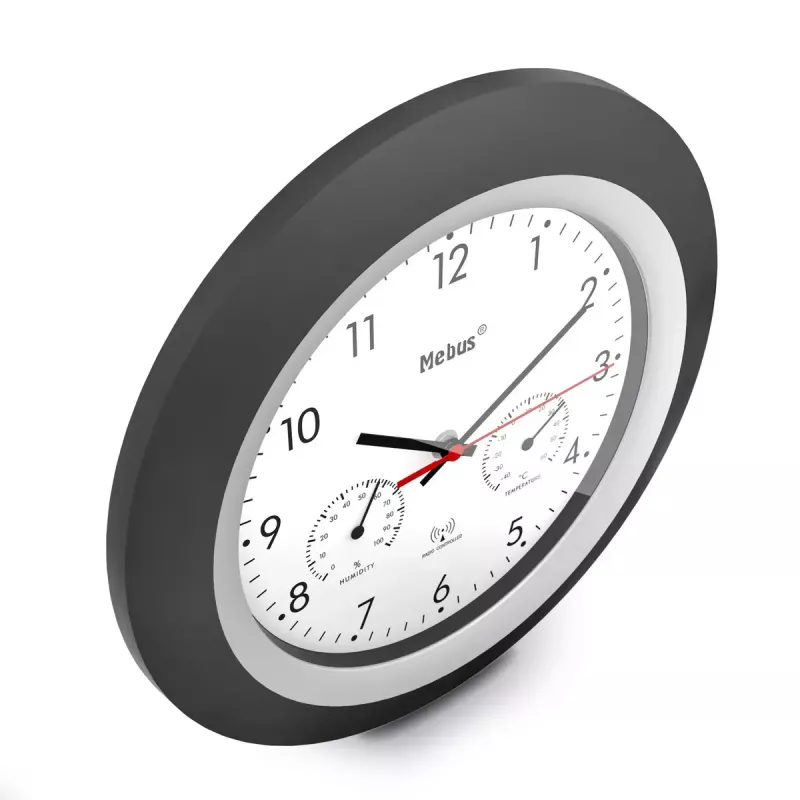 Digital clock Mebus 19449 Round Black White Battery AA 30 cm
