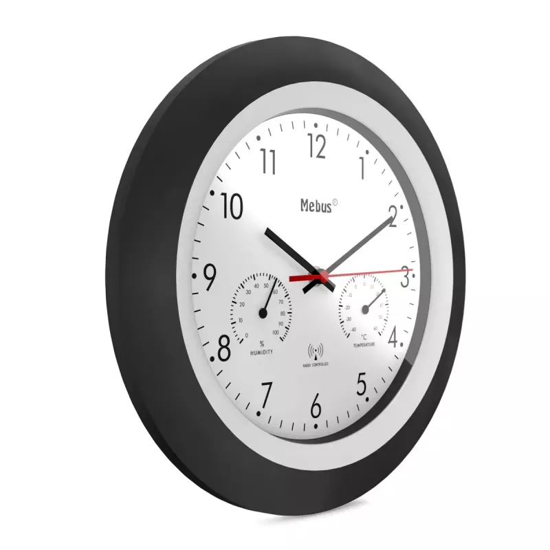 Digital clock Mebus 19449 Round Black White Battery AA 30 cm