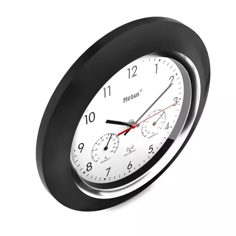 Digital clock Mebus 19453 Round Black White Battery AA