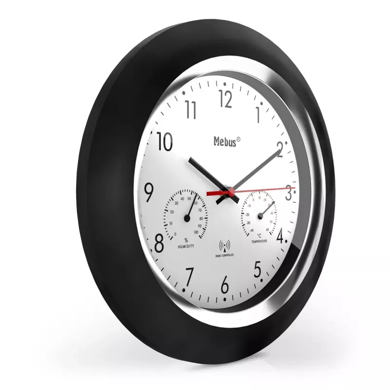Digital clock Mebus 19453 Round Black White Battery AA