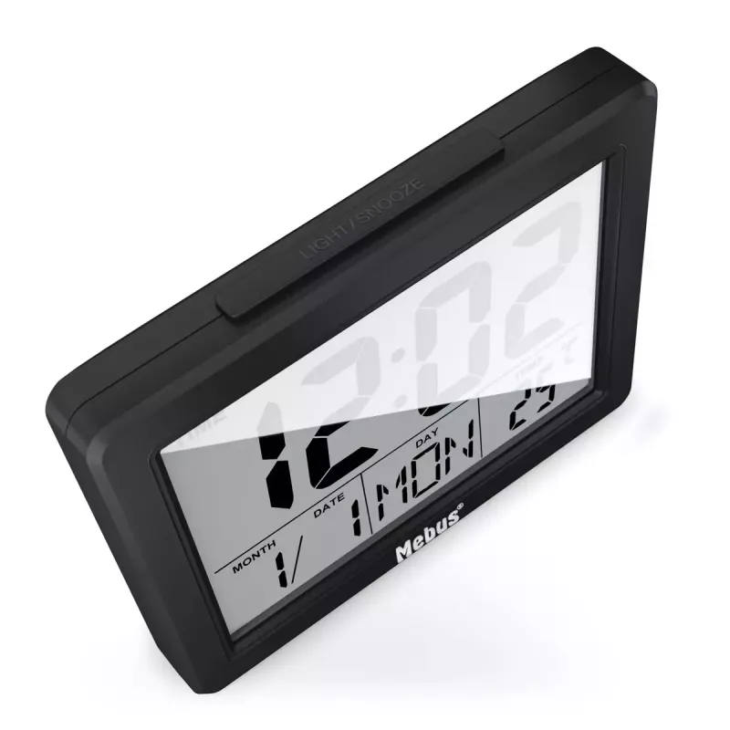 Quartz alarm clock Mebus 25739 Black Rectangle Blue Backlight