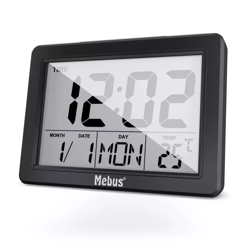 Quartz alarm clock Mebus 25739 Black Rectangle Blue Backlight