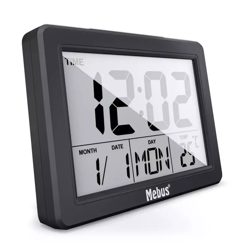 Quartz alarm clock Mebus 25739 Black Rectangle Blue Backlight