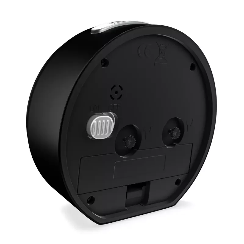 Quartz alarm clock Mebus 25806 Round Black White Analog Battery AA