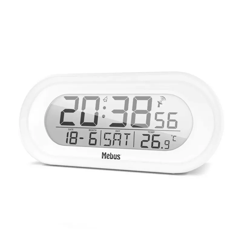 Digital alarm clock Mebus 25808 Oval White Blue backlight Battery AAA