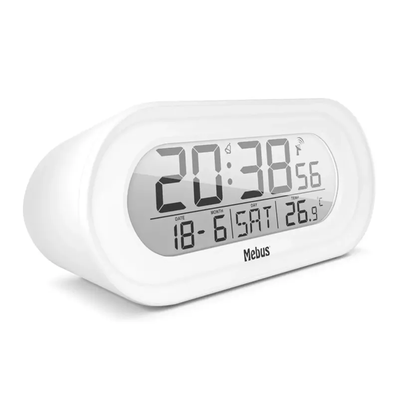 Digital alarm clock Mebus 25808 Oval White Blue backlight Battery AAA