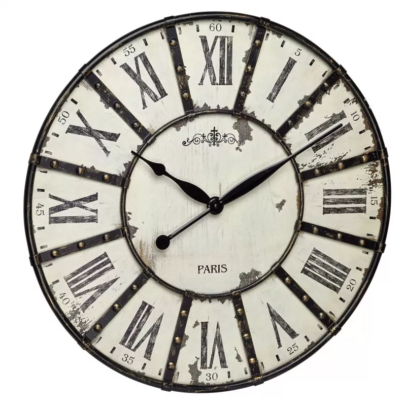 Quartz clock TFA-Dostmann Vintage 570mm Round White Battery AA
