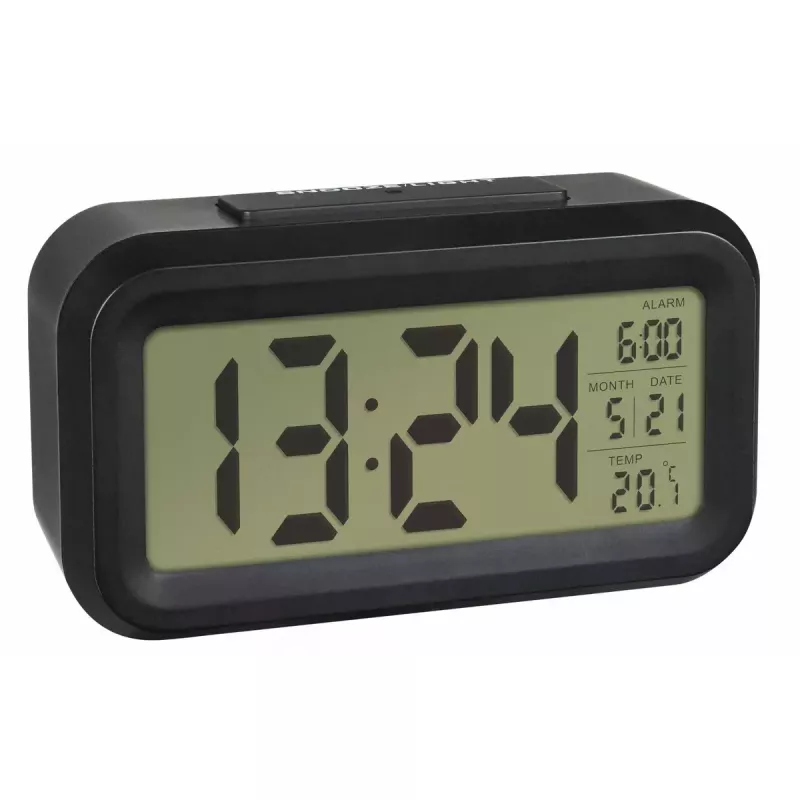 Quartz alarm clock TFA-Dostmann 60.2018.01 Black LED display