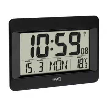 Digital alarm clock TFA-Dostmann 60.4519.01 Black Battery powered