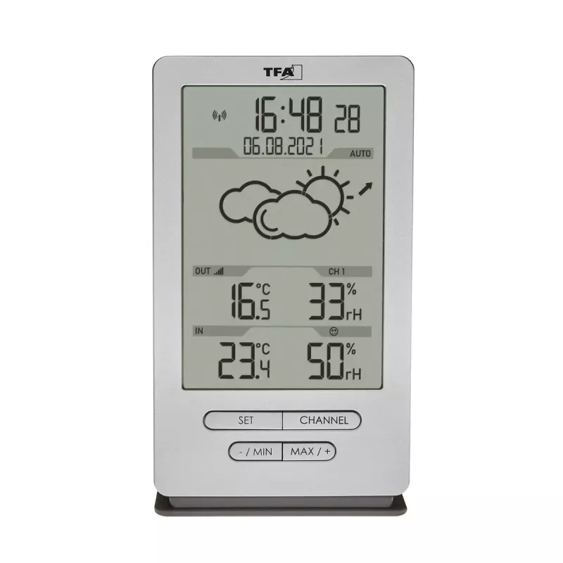 Electronic environment thermometer TFA-Dostmann 35.1162.54 Indoor/outdoor Black Silver