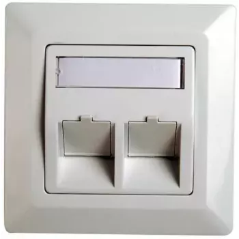 RJ45 Adaptor Frame Cat.5e Telegärtner H02010A0040 45° Double 80x80 mm Alpine White