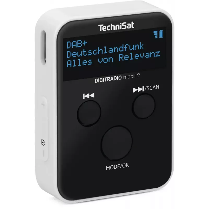 Portable radio TECHNISAT DIGITRADIO mobil 2 — DAB+ / FM, OLED 0.91 inch, 3.5mm, USB-C, Li-Ion 500 mAh, Black/White