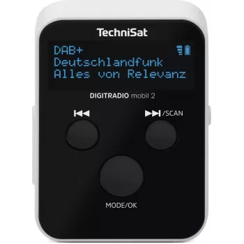 Portable radio TECHNISAT DIGITRADIO mobil 2 — DAB+ / FM, OLED 0.91 inch, 3.5mm, USB-C, Li-Ion 500 mAh, Black/White