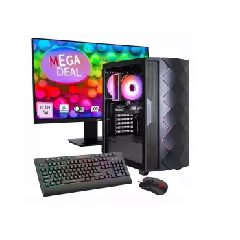 Hyrican gaming desktop set GAMEMAX MegaDeal Diamond BK Ryzen 5 5500 16GB 1TB SSD RTX 5050 with MSI PRO MP273A 27 inch LED monitor