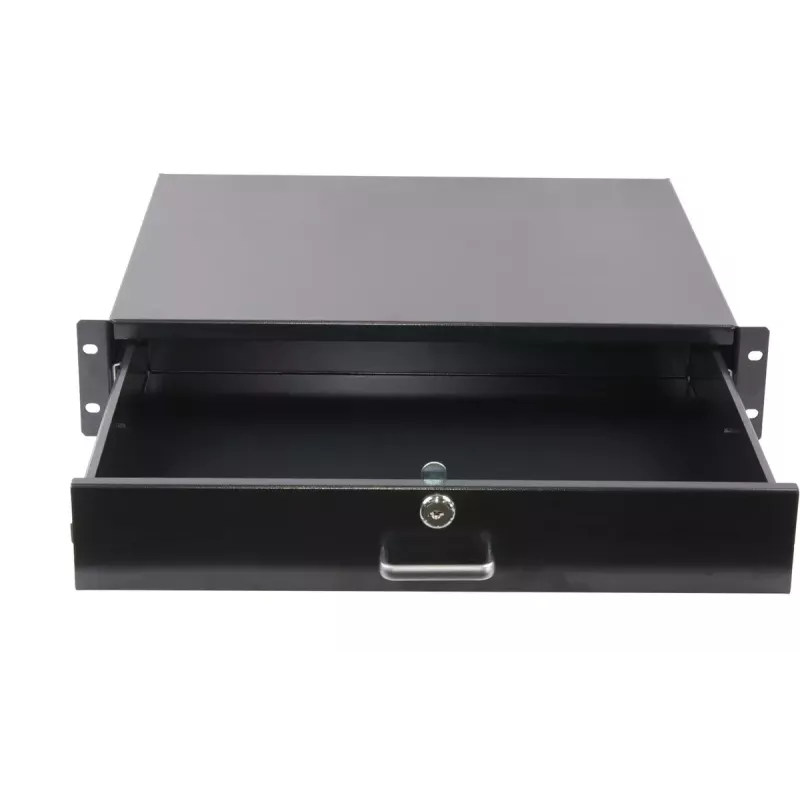 Drawer unit Rockstable 2 U 19 inch Lockable Drawer Steel Black