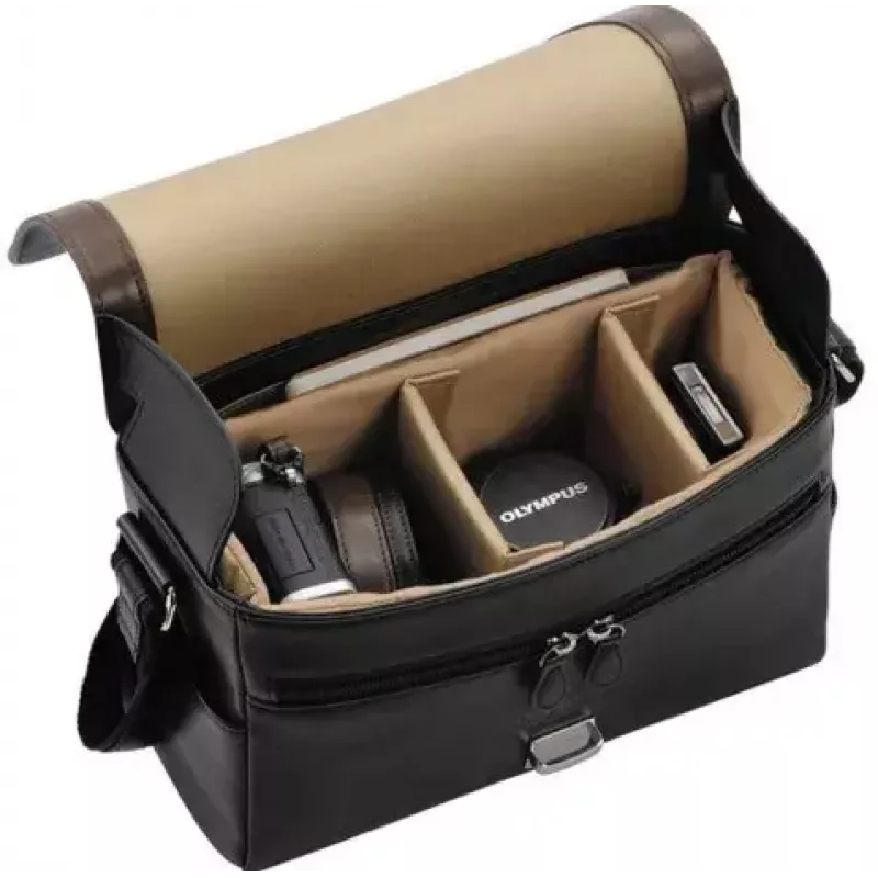 Shoulder case for Olympus cameras CBG-11 PR by OLYMPUS — black and brown, model V613014NW000