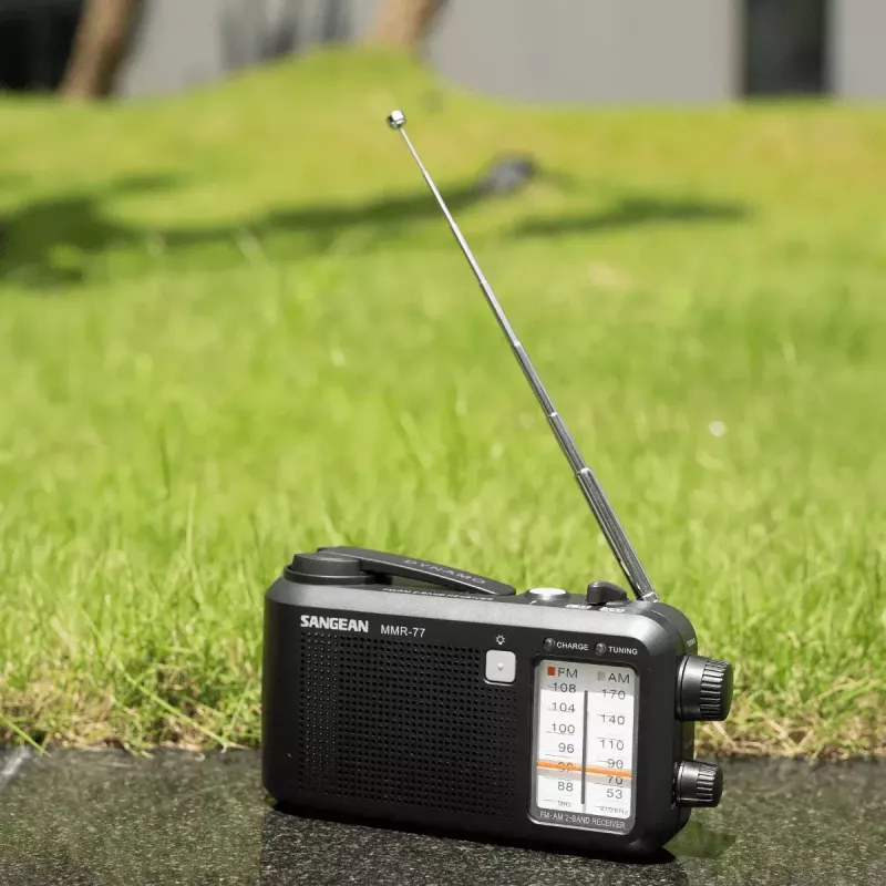 Portable Radio Sangean MMR-77 Analog AM FM Black 3.5mm Headphone