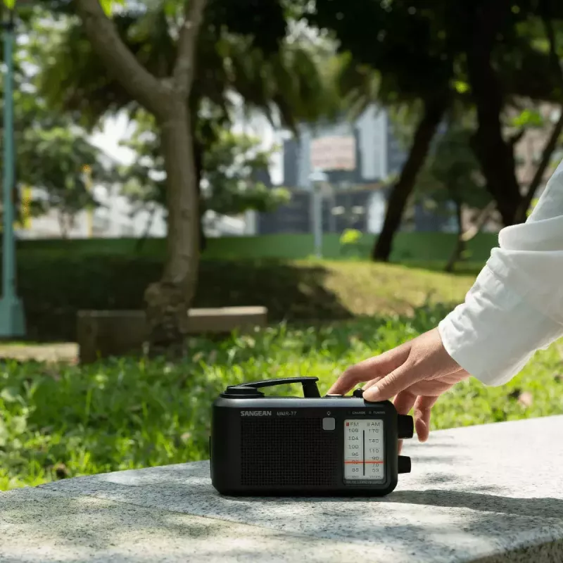 Portable Radio Sangean MMR-77 Analog AM FM Black 3.5mm Headphone