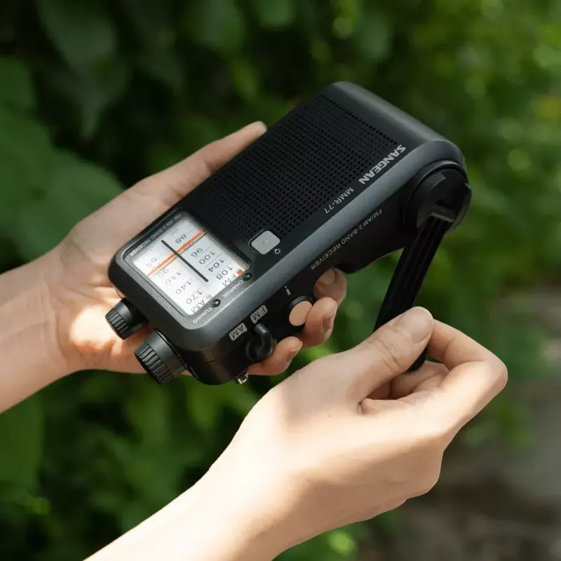 Portable Radio Sangean MMR-77 Analog AM FM Black 3.5mm Headphone