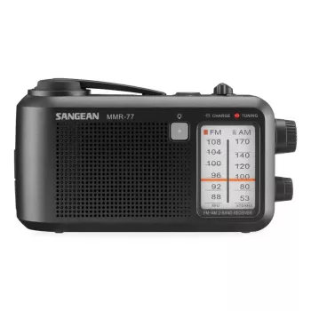 Portable Radio Sangean MMR-77 Analog AM FM Black 3.5mm Headphone