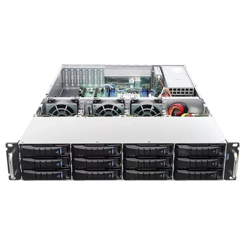 Server barebone ASRock 2U12L2S-SIENA (2U) — AMD SoC, Socket SP6, 12×3.5 inch + 2×2.5 inch bays, 800W PSU, DDR5 up to 96GB