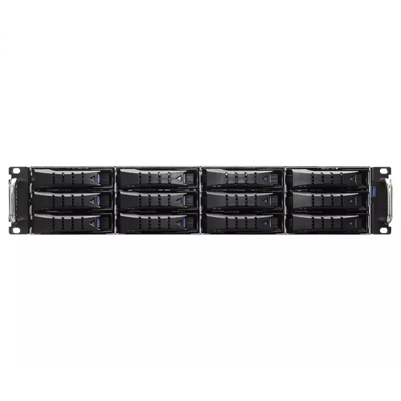 Server barebone ASRock 2U12L2S-SIENA (2U) — AMD SoC, Socket SP6, 12×3.5 inch + 2×2.5 inch bays, 800W PSU, DDR5 up to 96GB