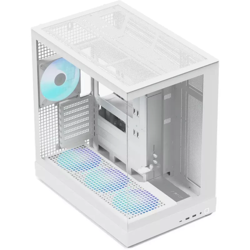 Tower PC case APNX V2-F-WT-v1, white, includes three tempered glass panels